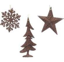 Decoratieve kerstboomversiering: sneeuwvlok, boom en ster