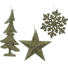 Kerstboom, ster en sneeuwvlok als kerstboomversiering
