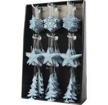 Kerstboomdecoratieset met sterren, sneeuwvlokken en kerstbomen