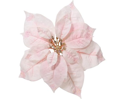 Poinsettia op clip polyester roze Ø 25 cm