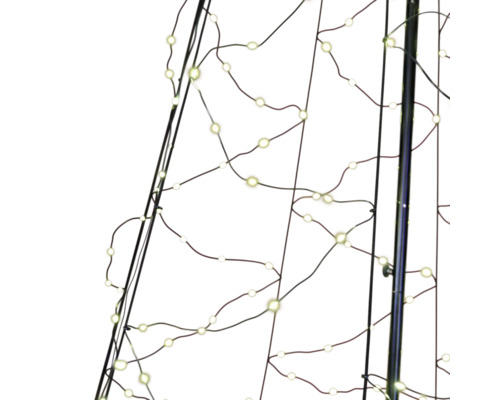 LUMINEO Kerstverlichting LED vlaggenmast boom 836 lampjes warmwit H 500 cm Detailopname van een lichtsnoer rond een boom