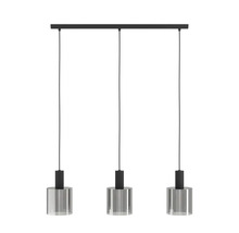 Hanglamp met drie lampen en cilindrische glazen kappen