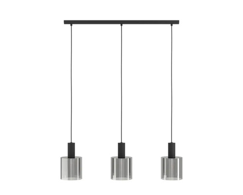 Hanglamp met drie lampen en cilindrische glazen kappen