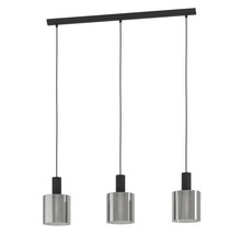 Hanglamp met drie lampen en cilindervormige kappen