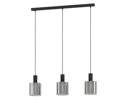 Hanglamp met drie lampen en cilindervormige kappen