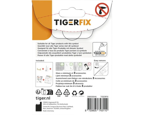 Tigerfix verpakking met informatie over het gebruik met Tiger producten