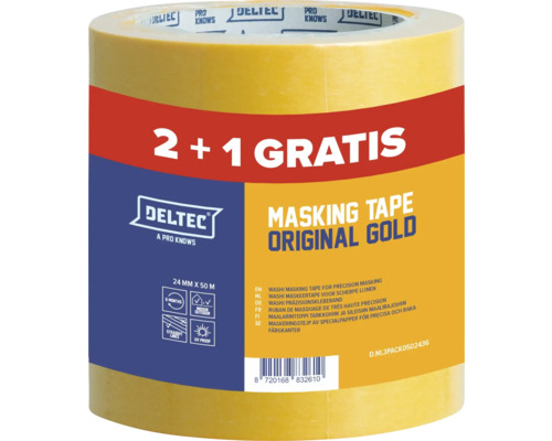 DELTEC Original Gold maskeertape 24 mm x 50 m 2+1 gratis