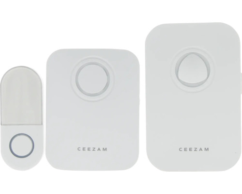 CEEZAM Draadloze deurbelset met 2 gongen 38 melodieën 100 meter bereik wit Ceezam draadloze deurbel set met bewegingsmelder en nachtlampje