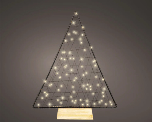 LUMINEO Kerstverlichting LED decoratie boom hout 5x30x38 cm 80 lampjes warmwit