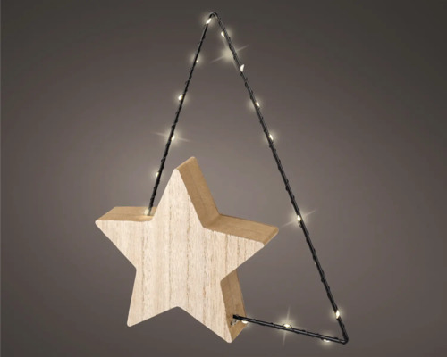 LUMINEO Kerstverlichting LED deco boom hout 4,2x23x20 cm 17 lampjes warmwit