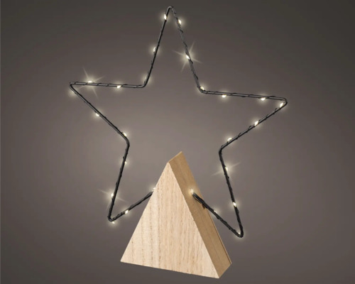 LUMINEO Kerstverlichting LED deco ster hout 4.2x27x30 cm 27 lampjes warmwit