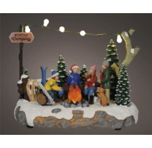 Wintercamping decoratie met verlichting en figuren