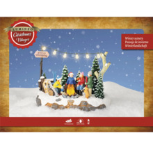Lumineo Christmas Villages winterlandschap met kampeermotief en ledverlichting