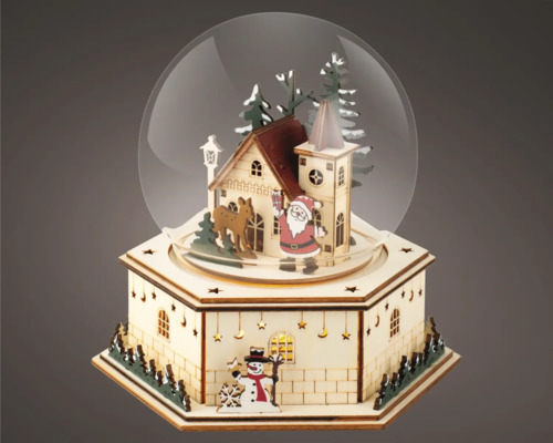 Decoratieve sneeuwbol met kerstmotief en verlichting