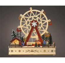 Decoratieve, houten kermisscène met reuzenrad, bomen en figuren