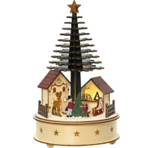 Kerstpiramide met figuren en kerstmotief