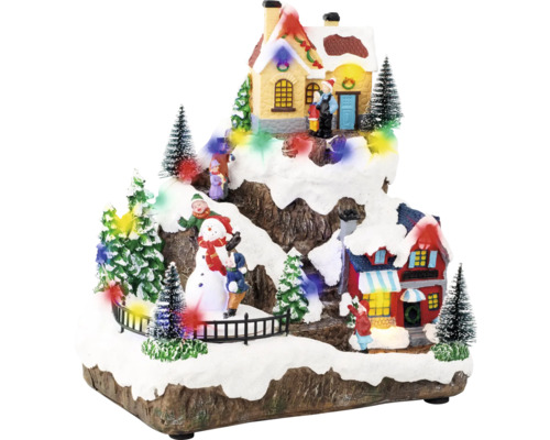 LUMINEO Kerstverlichting LED kerstdorp 23,5x16,5x23,5 cm 22 lampjes warmwit en gekleurd