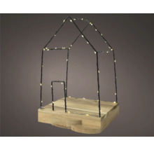 Decoratieve huislamp met houten voet en lichtketting