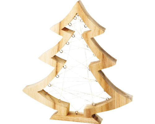 LUMINEO Kerstverlichting LED houten kerstboom 3,5x29x32 cm 47 lampjes warmwit