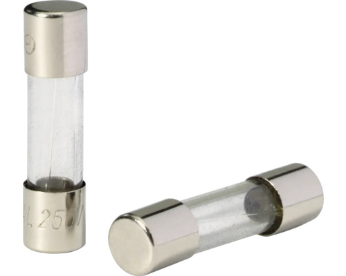 PROFILE Glaszekering 0,8A, 5 stuks Twee zekeringen met glazen cilinder en metalen uiteinden