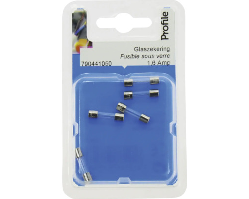 Glasvezelzekering 1,6 Ampère in verpakking