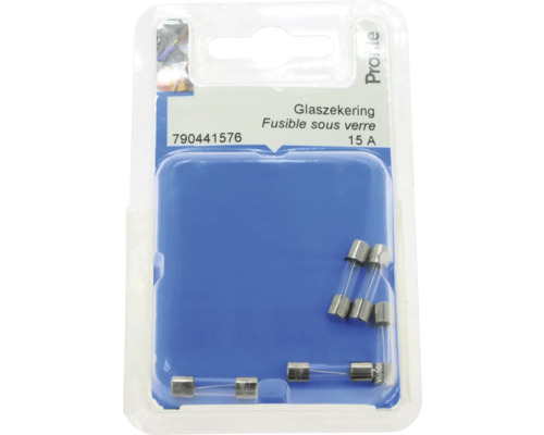 Glaszekeringen 15 Ampère in verpakking
