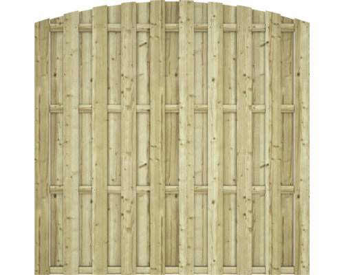 Schutting toog geïmpregneerd grenenhout fijnbezaagd 19 lamellen PEFC 180x180 cm Houten schutting met boogafwerking voor de tuin