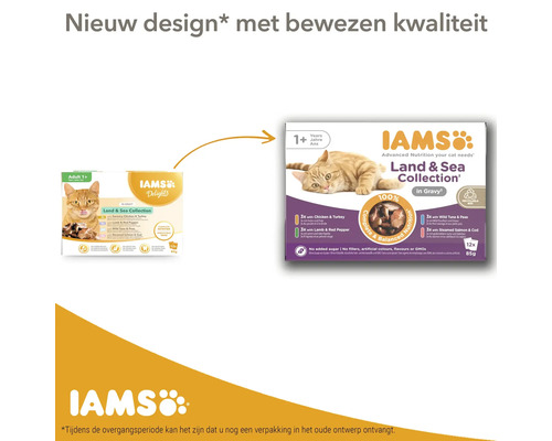 IAMS Kattenvoer delights land & sea collection in saus 12 x 85 gr Iams kattenvoer Land & Sea Collection met nieuwe verpakking