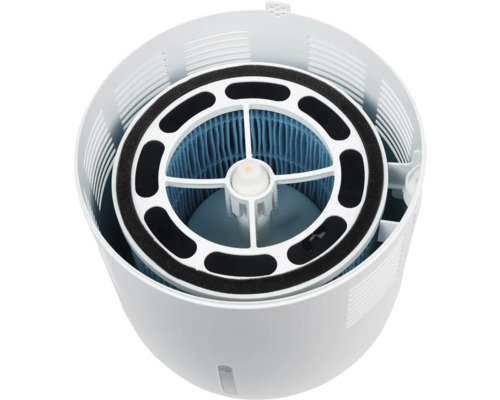 Binnenaanzicht van een luchtreiniger met filter