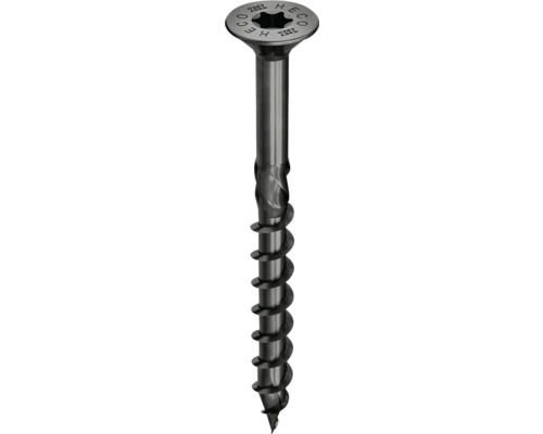 HECO Topix-Plus Universele schroef 4,5x40 mm platverzonken kop met freesholtes Torx T20 deeldraad verzinkt zwart, 200 stuks