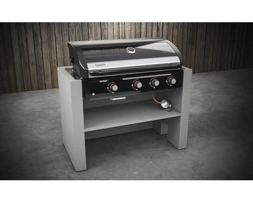 Gasbarbecue op barbecuetafel met opbergruimte