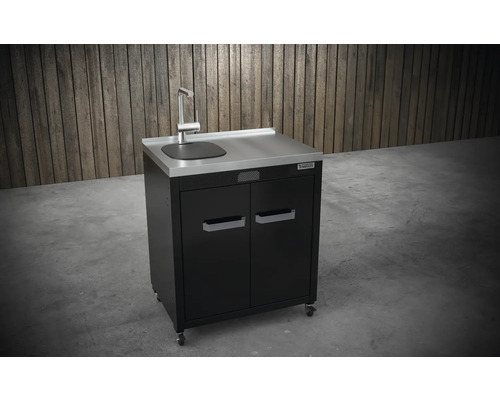 Wastafel met kraan, onderkast en wielen