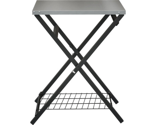 Klaptafel met metalen blad en opbergrooster