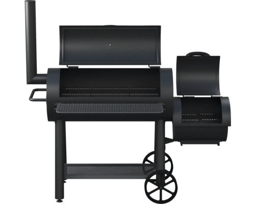 Barbecue met wielen, open grill en zijcompartiment