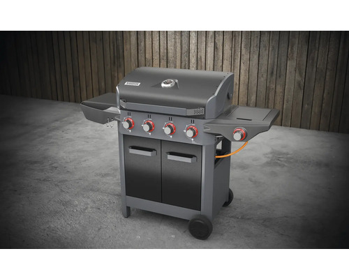 Gasbarbecue met vier branders, zijplanken en onderkast