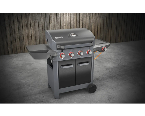 Gasbarbecue met vier branders, opbergvakken en onderkast