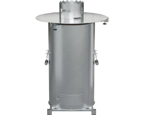 Metalen tuinhaard met rookafvoer en opbergruimte