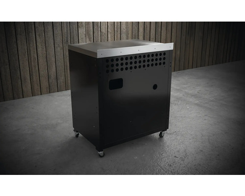 Grill onderkast met wielen en roestvrijstalen plaat