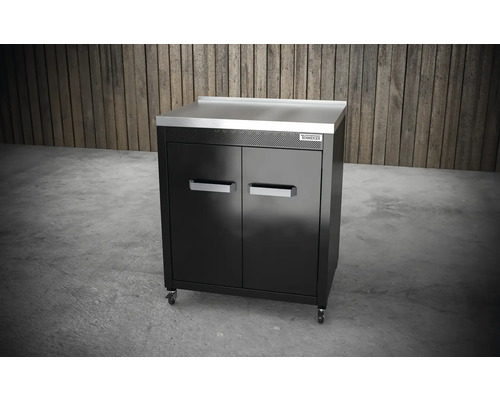 Werkplaatskast met roestvrijstalen blad en twee deuren