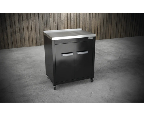 Grillkast met twee deuren en wielen