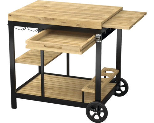 Houten serveerwagen met opbergvakken en wielen