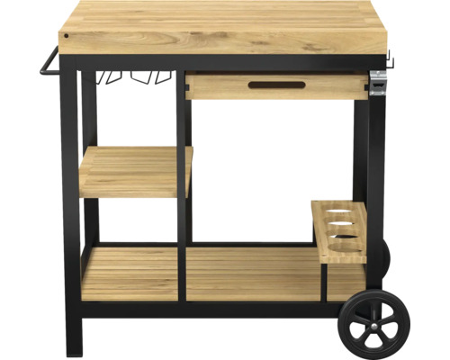 Serveertrolley met houten plank en lade