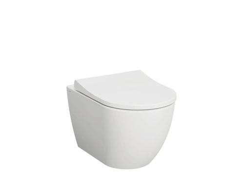 VITRA Hangend toilet rimless Mia glans wit incl. softclose wc-bril met quick-release Wandcloset in wit met gesloten toiletdeksel