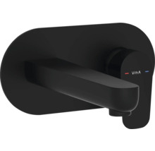 Zwarte wastafelkraan voor wandmontage