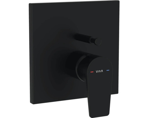 VITRA Inbouw badkraan Flow Square A4323836EXP mat zwart Zwarte inbouwkraan met hendel en Vitra Logo