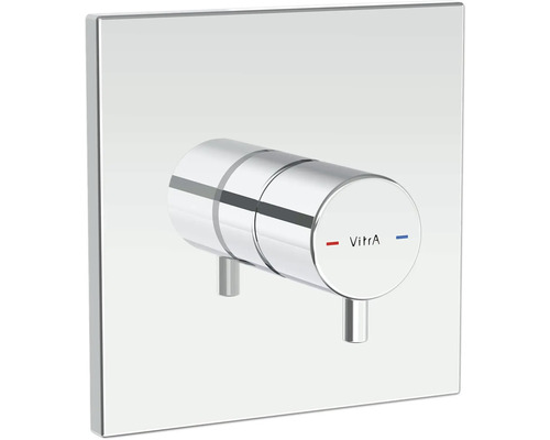 VITRA Inbouwthermostaat Flow Square A43388EXP chroom Vitra logo op een vierkante metalen kraan