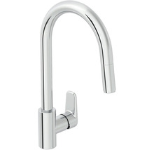 Metalen keukenkraan met hoge uitloop