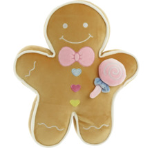 Kussen in de vorm van een peperkoekmannetje met lolly