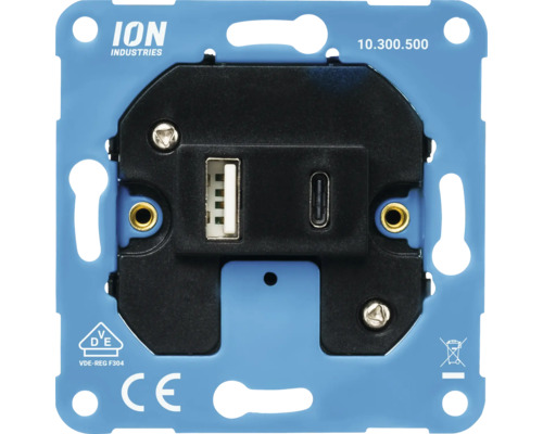 ION INDUSTRIES Inbouw basiselement USB-lader USB-A + USB-C