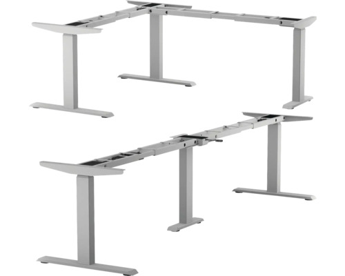 Bureau onderstel E-CORNER zit-sta elektrisch verstelbaar 64-129 cm, zilver In hoogte verstelbaar tafelonderstel voor hoekbureaus